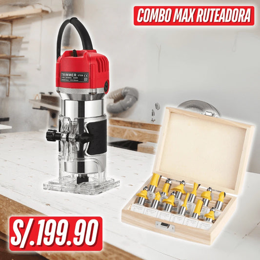 Combo Ruteadora + Kit De cuchillas 12Pcs